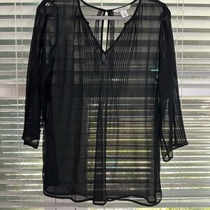 White House Black Market Black Sheer Blouse